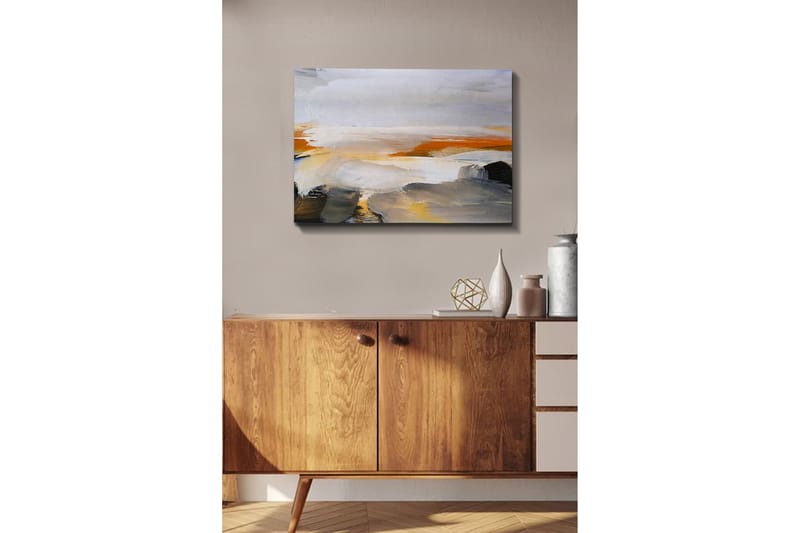 Canvastavla - Abstrakt landskap med mjuka färgövergångar - Grå / Orange / Vit - Inredning - Tavlor & posters - Canvastavla