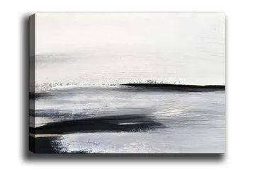 Canvastavla - Abstrakt landskap med mjuka linjer och nyanser av grått - Vit / Svart / Grå - Inredning - Tavlor & posters - Canvastavla