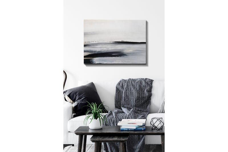 Canvastavla - Abstrakt landskap med mjuka linjer och nyanser av grått - Vit / Svart / Grå - Inredning - Tavlor & posters - Canvastavla