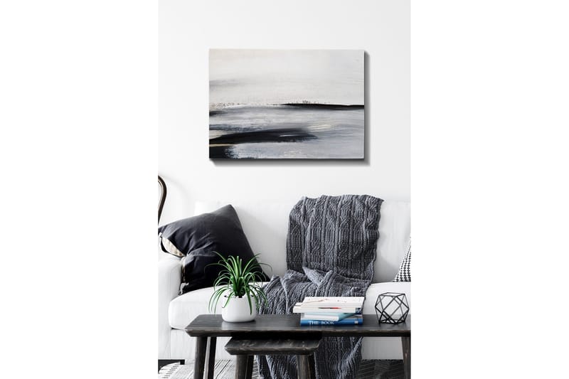 Canvastavla - Abstrakt landskap med mjuka linjer och nyanser av grått - Vit / Svart / Grå - Inredning - Tavlor & posters - Canvastavla