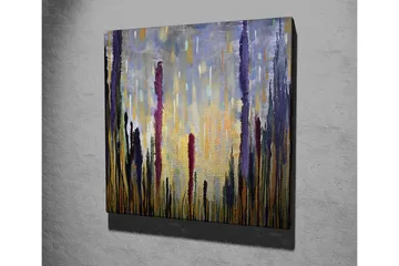 Canvastavla - Abstrakt landskap med vertikala former - Lila / Guld / Grön - Inredning - Tavlor & posters - Canvastavla