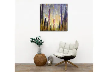 Canvastavla - Abstrakt landskap med vertikala former - Lila / Guld / Grön - Inredning - Tavlor & posters - Canvastavla