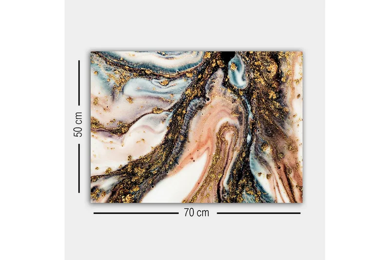 Canvastavla - Abstrakt mönster med svarta och gyllene inslag - Guld / Svart / Rosa - Inredning - Tavlor & posters - Canvastavla