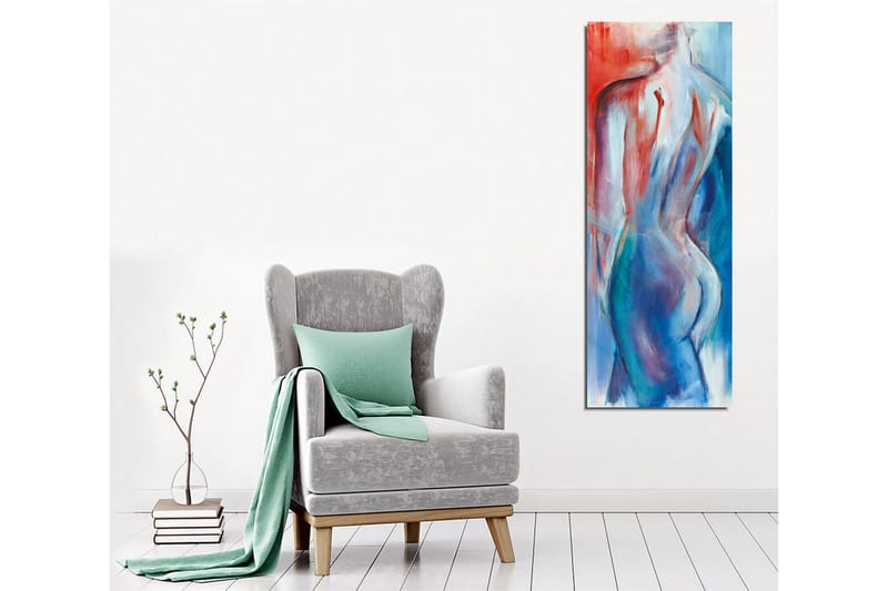 Canvastavla - Abstrakt nakenfigur med mjuka linjer och färgövergångar - Röd / Blå / Vit - Inredning - Tavlor & posters - Canvastavla