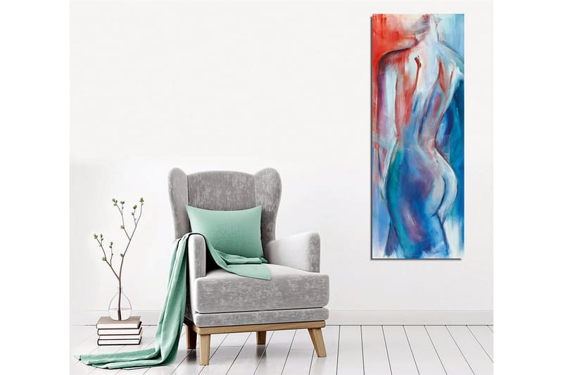 Canvastavla - Abstrakt nakenfigur med mjuka linjer och färgövergångar - Röd / Blå / Vit - Inredning - Tavlor & posters - Canvastavla