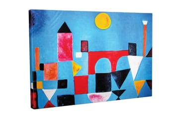 Canvastavla - Abstrakt stadslandskap med geometriska former och färgglada byggnader - Blå / Röd / Svart - Inredning - Tavlor & posters - Canvastavla