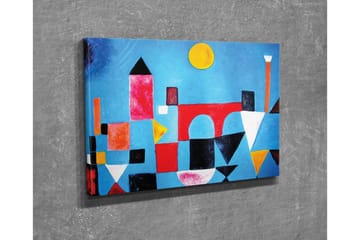 Canvastavla - Abstrakt stadslandskap med geometriska former och färgglada byggnader - Blå / Röd / Svart - Inredning - Tavlor & posters - Canvastavla