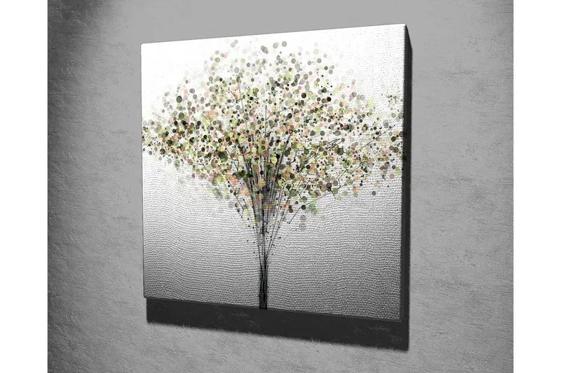 Canvastavla - Abstrakt träd med färgglada cirklar som löv - Grön / Brun / Beige - Inredning - Tavlor & posters - Canvastavla