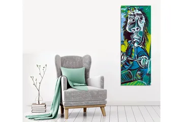 Canvastavla - Abstrakt porträtt av en man med instrument - Grön / Blå / Svart - Inredning - Tavlor & posters - Canvastavla