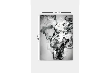 Canvastavla - Abstrakt porträtt av en kvinna omgiven av rökiga former - Svart / Vitt / Grått - Inredning - Tavlor & posters - Canvastavla