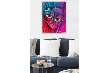 Canvastavla - Abstrakt porträtt av en kvinna med flera ansikten - Rosa / Lila / Turkos - Inredning - Tavlor & posters - Canvastavla