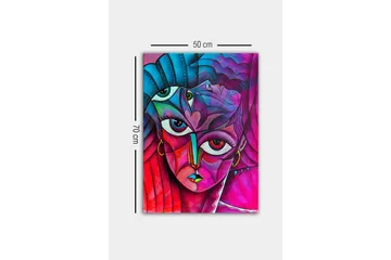 Canvastavla - Abstrakt porträtt av en kvinna med flera ansikten - Rosa / Lila / Turkos - Inredning - Tavlor & posters - Canvastavla