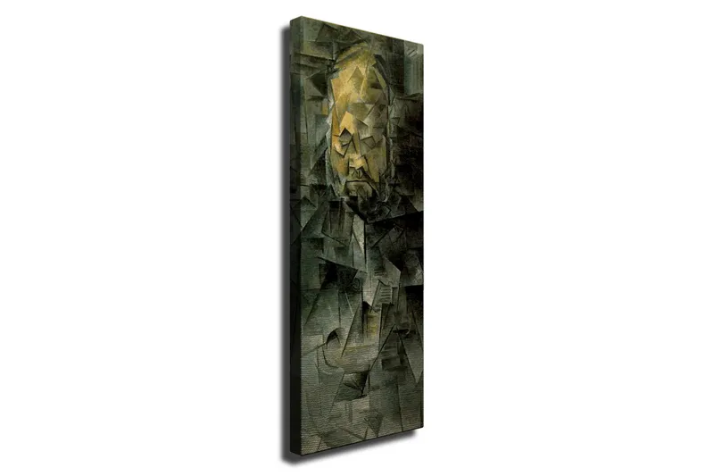 Canvastavla - Abstrakt porträtt med geometriska former, Mörkgrön / Gul / Grå