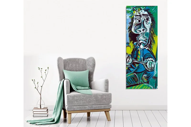 Canvastavla - Abstrakt porträtt av en man med instrument - Grön / Blå / Svart - Inredning - Tavlor & posters - Canvastavla