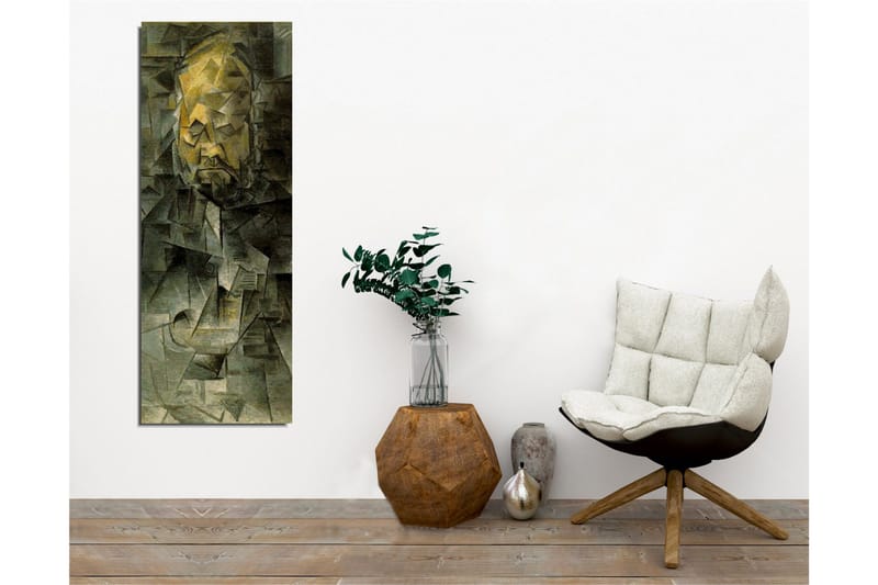 Canvastavla - Abstrakt porträtt med geometriska former - Mörkgrön / Gul / Grå - Inredning - Tavlor & posters - Canvastavla