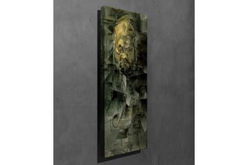 Canvastavla - Abstrakt porträtt med geometriska former - Mörkgrön / Gul / Grå - Inredning - Tavlor & posters - Canvastavla