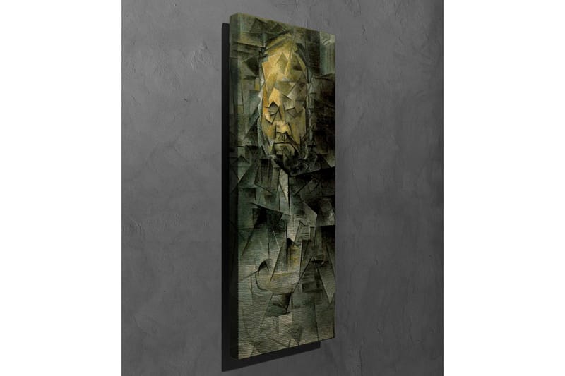 Canvastavla - Abstrakt porträtt med geometriska former - Mörkgrön / Gul / Grå - Inredning - Tavlor & posters - Canvastavla