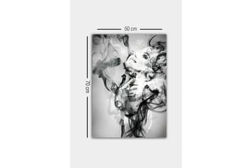 Canvastavla - Abstrakt porträtt av en kvinna omgiven av rökiga former - Svart / Vitt / Grått - Inredning - Tavlor & posters - Canvastavla
