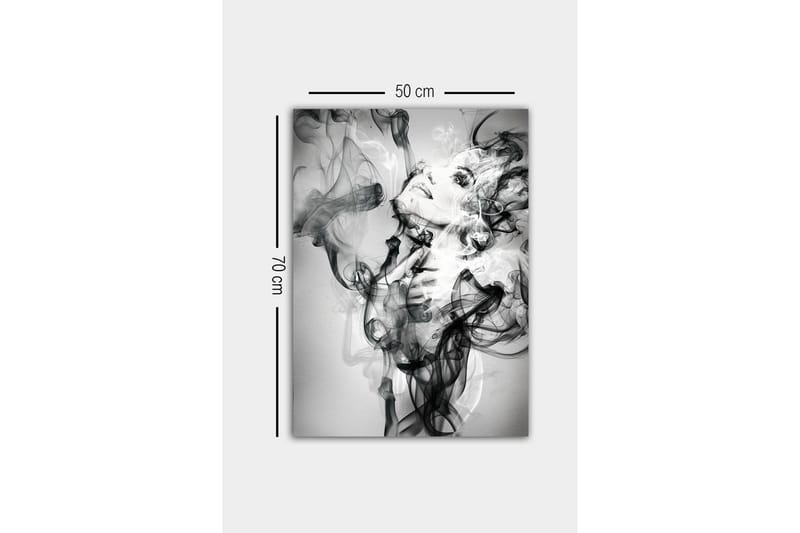 Canvastavla - Abstrakt porträtt av en kvinna omgiven av rökiga former - Svart / Vitt / Grått - Inredning - Tavlor & posters - Canvastavla