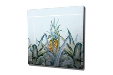 Canvastavla - Ananas omgiven av gröna växter - Grön / Gul / Blå - Inredning - Tavlor & posters - Canvastavla