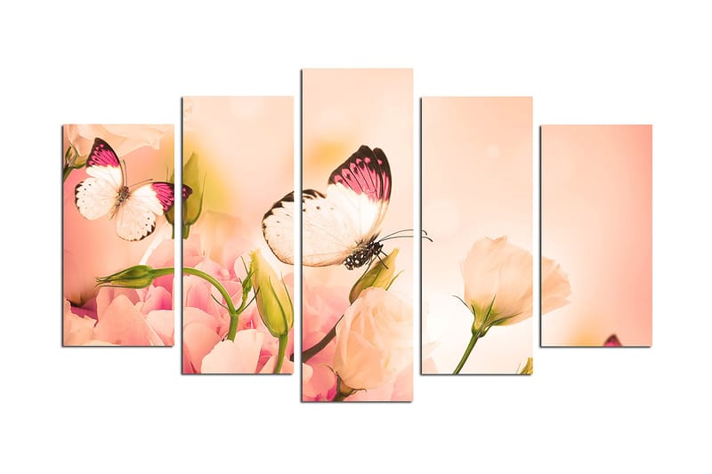 Canvastavla Animals Butterfly 5-pack Flerfärgad - 20x60 cm - Canvastavla