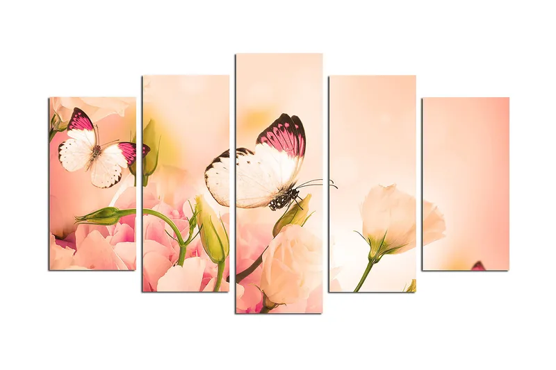 Canvastavla Animals Butterfly 5-pack Flerfärgad, 20x60 cm