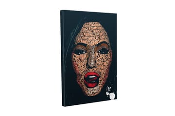 Canvastavla - Ansikte format av ord och fraser i olika nyanser - Mörkblå / Brun / Röd - Inredning - Tavlor & posters - Canvastavla