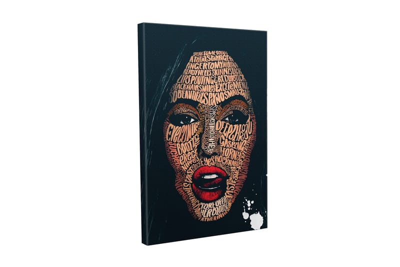 Canvastavla - Ansikte format av ord och fraser i olika nyanser, Mörkblå / Brun / Röd