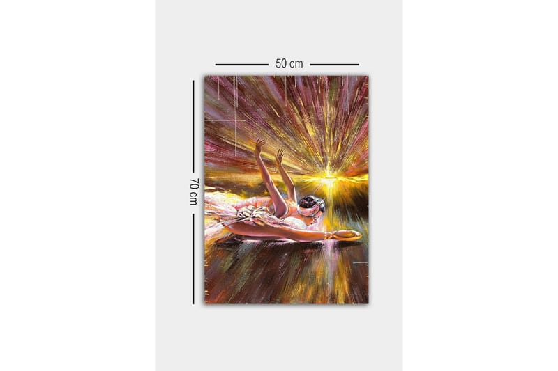 Canvastavla - Ballerina i en dynamisk pose med strålar av ljus bakom sig - Guld / Rosa / Brun - Inredning - Tavlor & posters - Canvastavla