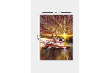 Canvastavla - Ballerina i en dynamisk pose med strålar av ljus bakom sig - Guld / Rosa / Brun - Inredning - Tavlor & posters - Canvastavla