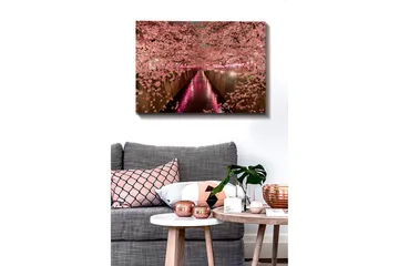 Canvastavla - Blommande körsbärsträd vid en kanal - Rosa / Grön / Lila - Inredning - Tavlor & posters - Canvastavla