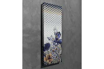 Canvastavla - Blomstrande komposition med stiliserade blommor i blått och guld - Blå / Guld / Vit - Inredning - Tavlor & posters - Canvastavla