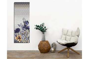 Canvastavla - Blomstrande komposition med stiliserade blommor i blått och guld - Blå / Guld / Vit - Inredning - Tavlor & posters - Canvastavla