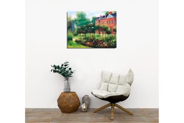 Canvastavla - Blomstrande trädgård med rosor och gröna buskar - Grön / Röd / Brun - Inredning - Tavlor & posters - Canvastavla