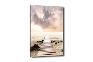 Canvastavla - Brygga som sträcker sig ut över havet under en ljus himmel - Ljusrosa / Beige / Grå - Inredning - Tavlor & posters - Canvastavla