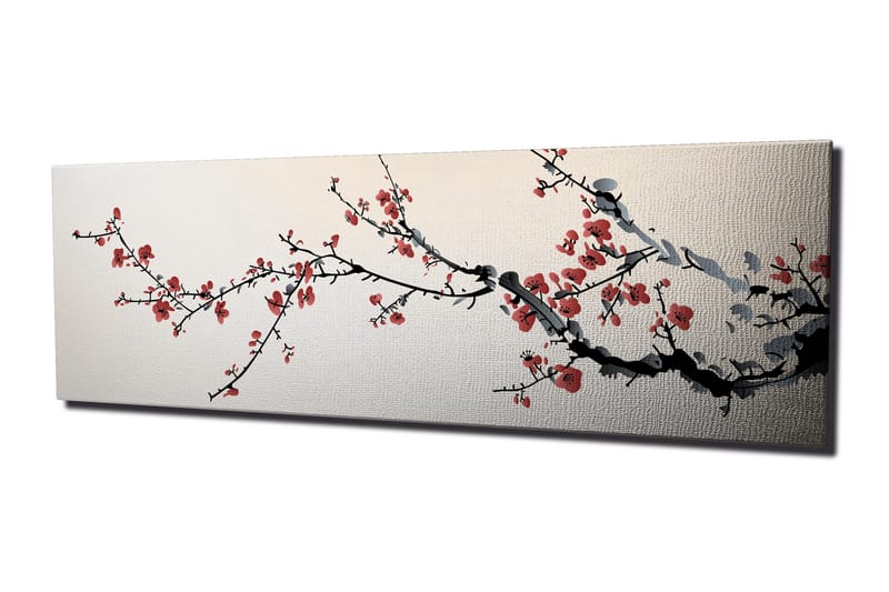 Canvastavla Cherry blossom trädgren, Rosa/Svart/Vit