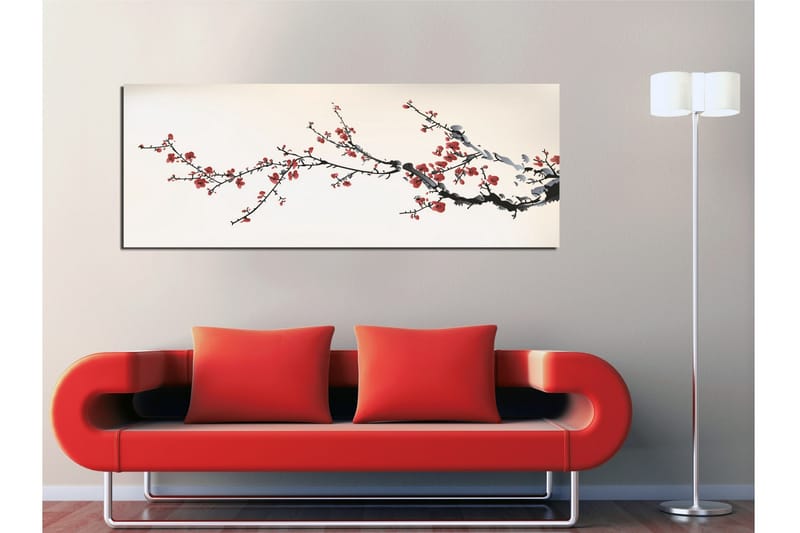 Canvastavla Cherry blossom trädgren - Rosa/Svart/Vit - Inredning - Tavlor & posters - Canvastavla