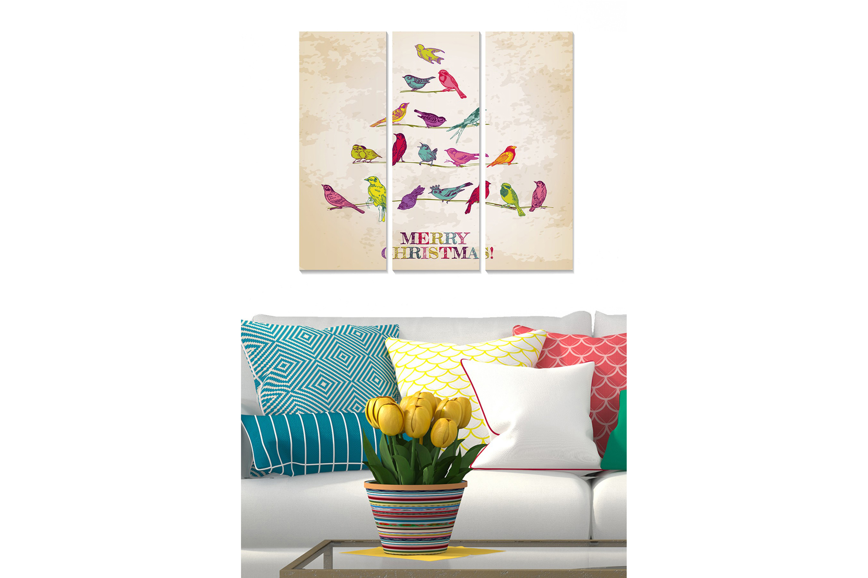 Canvastavla Christmas 3-pack Flerfärgad 20x50 cm