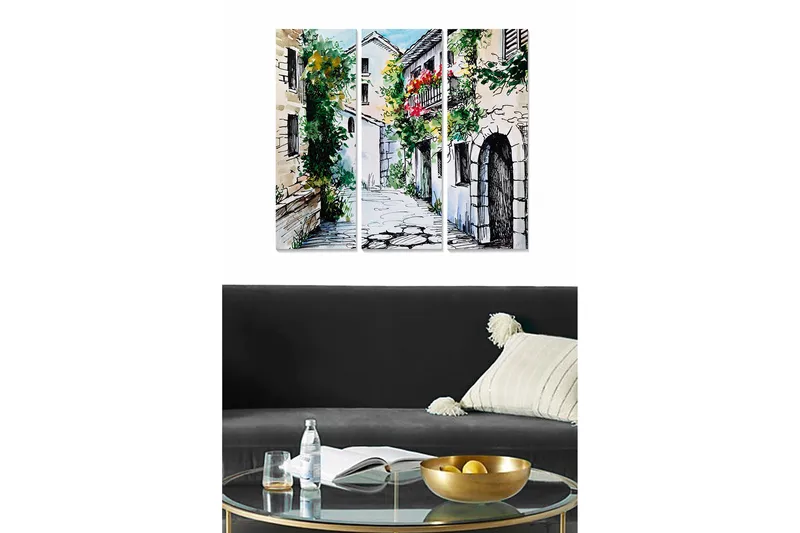 Canvastavla City 3-pack Flerfärgad, 20x50 cm