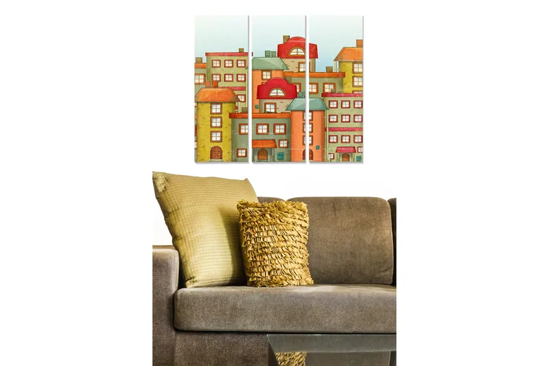 Canvastavla City 3-pack Flerfärgad, 20x50 cm