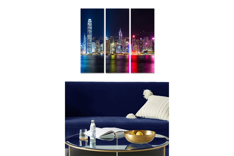 Canvastavla City 3-pack Flerfärgad, 20x50 cm