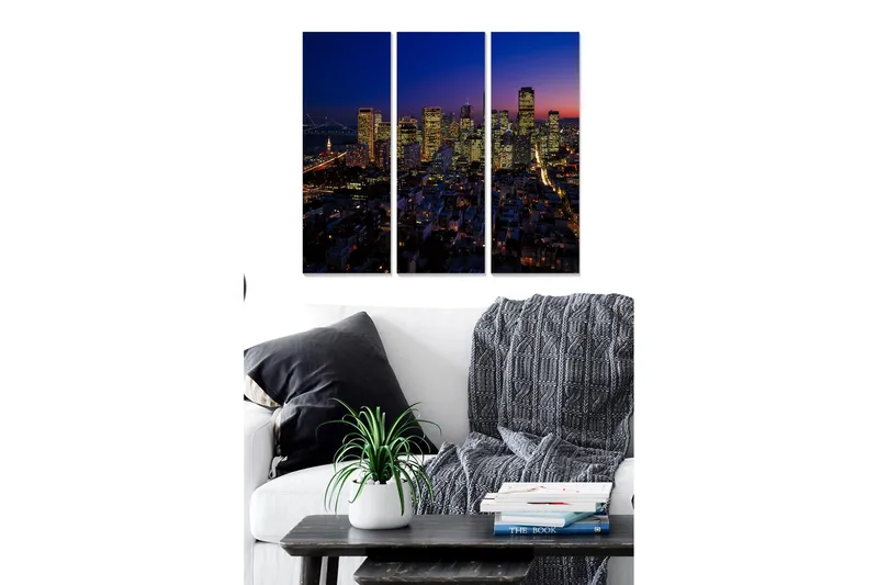 Canvastavla City 3-pack Flerfärgad, 20x50 cm