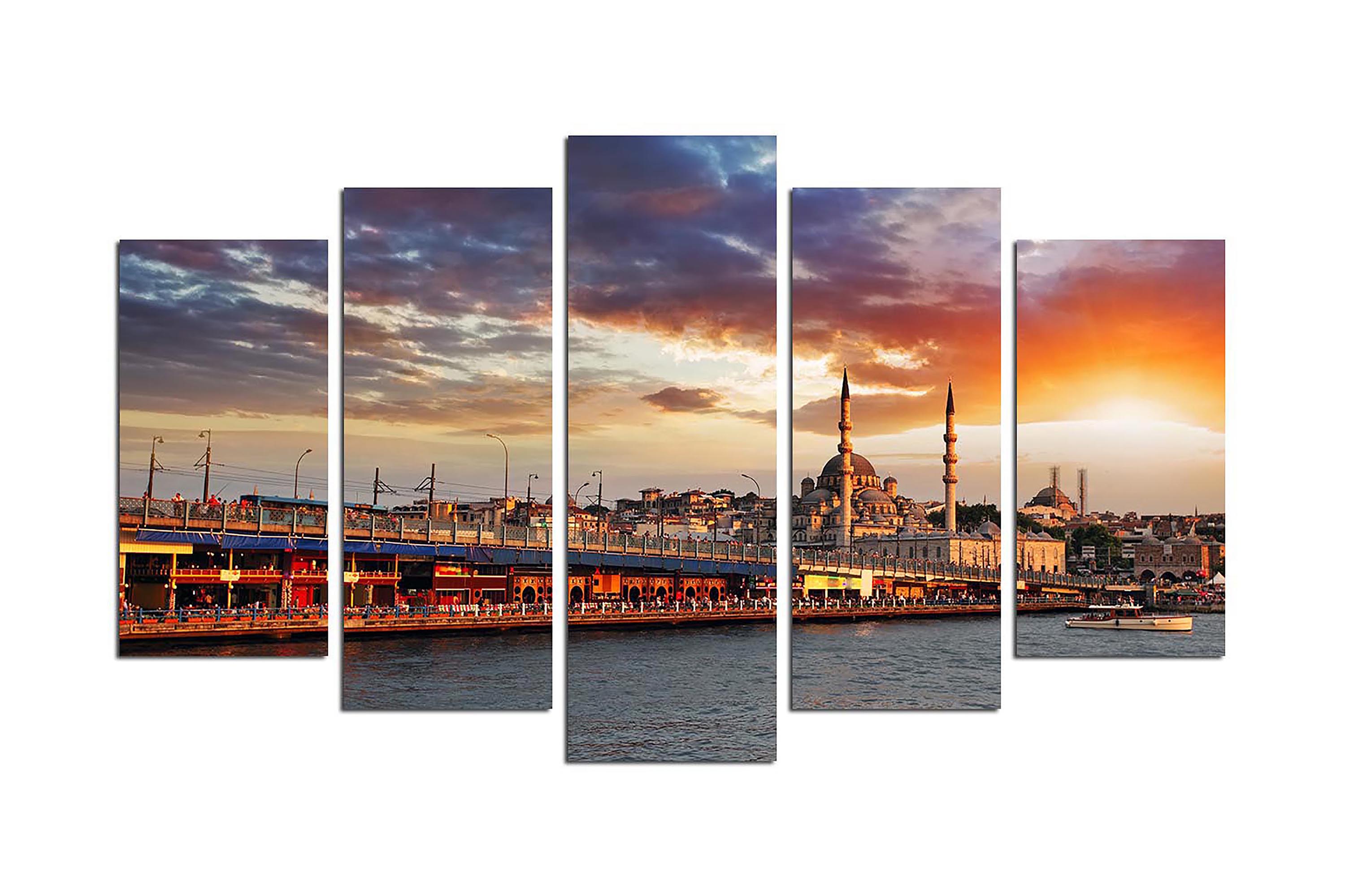 Canvastavla City Istanbul 5-pack Flerfärgad 20x60 cm
