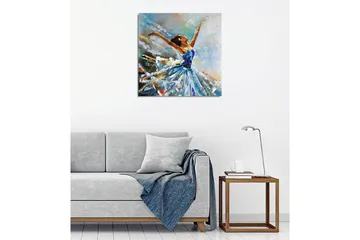 Canvastavla - Dansande ballerina i en blå klänning - Blå / Vit / Orange - Inredning - Tavlor & posters - Canvastavla