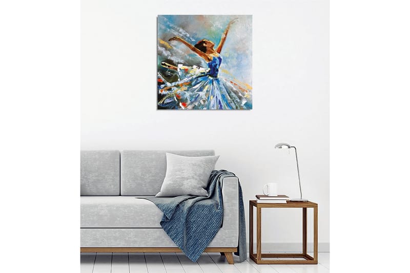 Canvastavla - Dansande ballerina i en blå klänning - Blå / Vit / Orange - Inredning - Tavlor & posters - Canvastavla