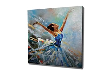 Canvastavla - Dansande ballerina i en blå klänning - Blå / Vit / Orange - Inredning - Tavlor & posters - Canvastavla