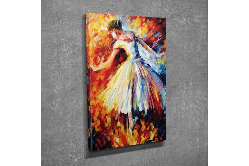Canvastavla - Dansande ballerina i en färgsprakande omgivning - Röd / Gul / Vit - Inredning - Tavlor & posters - Canvastavla