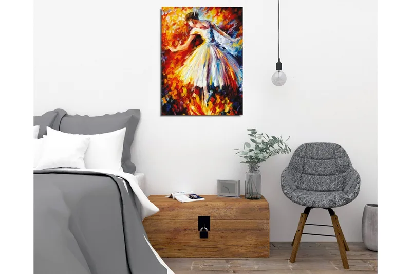 Canvastavla - Dansande ballerina i en färgsprakande omgivning - Röd / Gul / Vit - Inredning - Tavlor & posters - Canvastavla