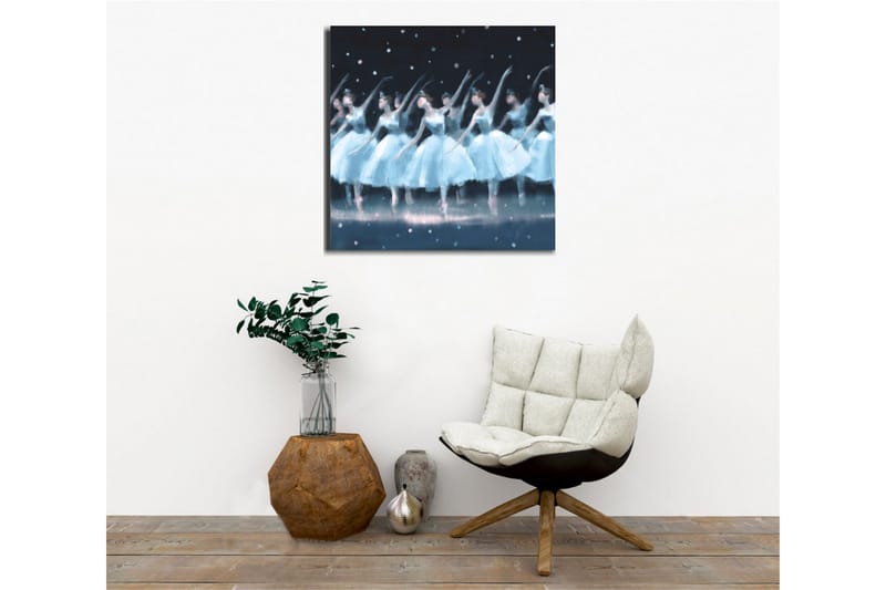 Canvastavla - Dansande ballerinaer i ljusblå klänningar - Ljusblå / Svart / Vit - Inredning - Tavlor & posters - Canvastavla
