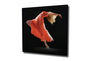 Canvastavla - Dansande figur i en röd klänning - Röd / Beige / Svart - Inredning - Tavlor & posters - Canvastavla